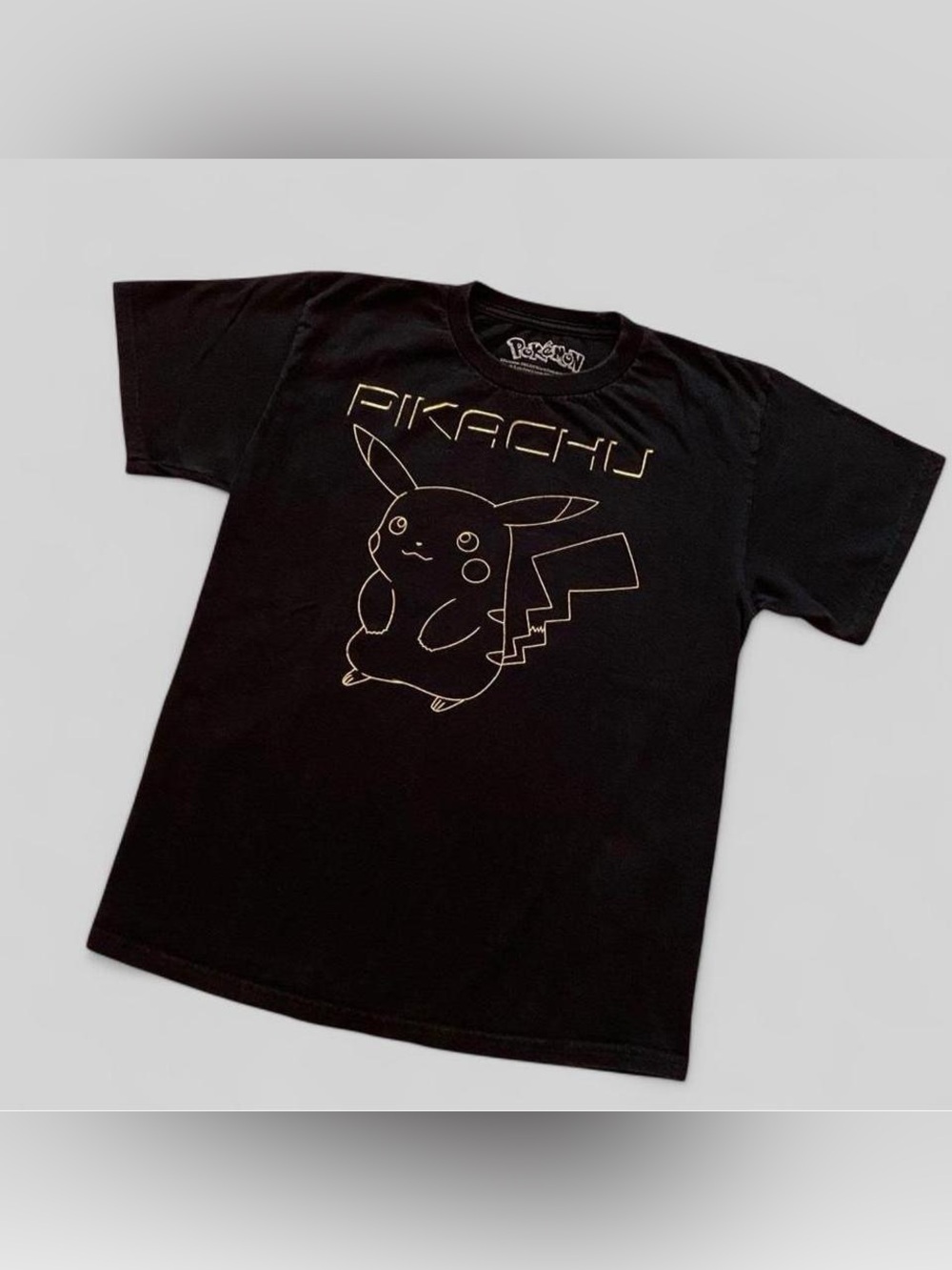 Pokémon Pikachu Gold Outline Graphic Tee Black Youth L